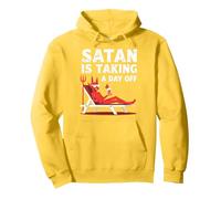 Non Oggi Satana: Il Diavolo in Vacanza sorseggia Un Cocktail Felpa con Cappuccio, Unisex per Adulti, Limone, XL