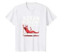 Non Oggi Satana: Il Diavolo in Vacanza sorseggia Un Cocktail Maglietta, Bambini, Bianco, 2 Anni