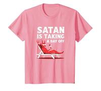 Non Oggi Satana: Il Diavolo in Vacanza sorseggia Un Cocktail Maglietta, Bambini, Rosa, 3 Anni