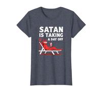 Non Oggi Satana: Il Diavolo in Vacanza sorseggia Un Cocktail Maglietta, Donna, Pervinca, M