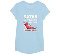 Non Oggi Satana: Il Diavolo in Vacanza sorseggia Un Cocktail Maglietta, Ragazze, Celeste, M