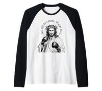 Non Oggi Satana - Salmo 144.1 Boxing Gesù Cristo Maglia con Maniche Raglan
