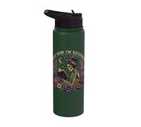 Non ora sto leggendo Gothic Skeleton Book Lover Stainless Steel Insulated Water Bottle