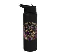 Non ora sto leggendo Gothic Skeleton Book Lover Stainless Steel Insulated Water Bottle