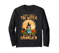 Non Pensare alla Strega Attenti al Cavalier Dog Halloween Maglia a Manica