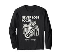 Non Perdere mai la concentrazione Esporre la magia (Grafica analogica della Fotocamera) Maglia a Manica