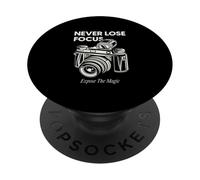 Non perdere mai la concentrazione Esporre la magia (grafica analogica della fotocamera) PopSockets PopGrip Adesivo