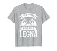 Non Posso Devo Fare Legna Maglietta, Uomo, Grigio Melange, 4XL