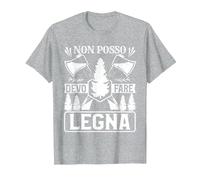 Non Posso Devo Fare Legna Maglietta, Uomo, Grigio Melange, 5XL