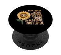 Non posso discutere con la mia migliore amica lei è più vecchia di me floreale PopSockets PopGrip Adesivo