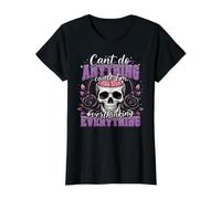 Non Posso Fare Niente pensando Troppo a Skull Brain Maglietta con Stampa Grafica Economica, Donna, Nero, XS