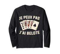 Non Posso Ho Belote Vintage Carte Belote Maglia a Manica