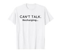 Non Posso Parlare ricaricando lumorismo della Batteria Sociale introverso Maglietta