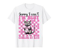 Non posso, sono occupato a coccolare i miei ratti Funny Rat Girl Mamma Mouse Maglietta