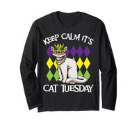 Non riesco a Mantenere la Calma È Cat Tuesday Funny Mardi Gras Maglia a Manica