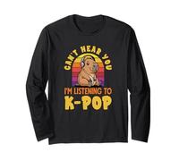 Non riesco a sentirti, STO ascoltando K-Pop Funny Capybara Maglia a Manica