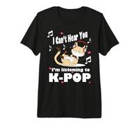 Non riesco a sentirti STO ascoltando KPOP Kawaii Cat & Hearts Maglietta Premium