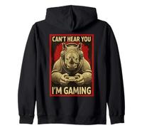 Non riesco a sentirti STO Giocando Rhino Funny Gamer Art per Uomini e Donne Felpa con Cappuccio
