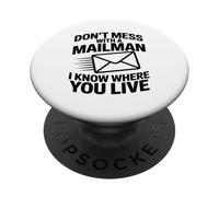 Non Scherzare Con Il Postino So Dove Vivi Postal PopSockets PopGrip Adesivo