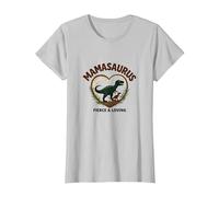Non scherzare con Mamasaurus - Fierce Mom Dinosaur Maglietta, Donna, Argento, S