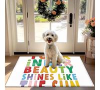 Non-Slip Assorbente Porta Tappeto Colorato 'la BELLEZZA INTERIORE che BRILLA COME IL SOLE", un Testo per la Porta d'ingresso, Corridoio, Cucina - Pratico di Rimozione della Polvere Tappeto