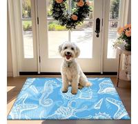 Non-Slip Assorbente zerbino con Mare Costiero Vita Pattern - Conchiglie, stelle marine & Cavalluccio marino di Design per l'Ingresso, Corridoio, Cucina