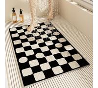 Non-Slip Bath Mat Quick-Dry Soft Rubber Shower Mat Modern Anti-Slip Loofah Bathroom Mat Custom Cut Size for Shower & Bathtub Floor (80x120cm Black & White)