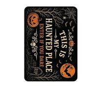 Non-slip Halloween doormat traps dirt while adding festive pumpkin, bat and