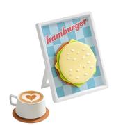 Non Slip Hamburger Coasters - Silicone Drink Mats, Kitchen Table Decor with Magnetic Storage Frame Coffee Tea Coasters for Bar House Desk Living Room Men Women Fun Practical Home Accessory