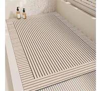 Non-Slip Shower Mat with Drain Quick-Drying PVC Bath Mat Modern Bathroom Floor Pad for Wet Areas Washable Loofah Design Customizable Size (Beige 50x80cm)