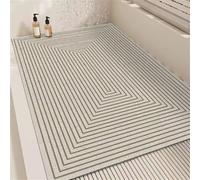 Non-Slip Shower Mat with Drain Quick-Drying PVC Bathroom Pad Washable Loofah Design for Wet Areas Easy-Cut Bath Floor Mat (Beige 2 45x70cm)