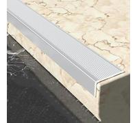 Non-Slip Stair Edge Trim Strips, Aluminum L Molding Nose for Indoor Outdoor, Protector Transition Strip Corner Guards Metal(Silver,L150 CMx W 3 CM(59"x 11/5"))