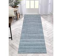 Non-Slip Washable Runner rug 120x350 cm - Sky Blue Kitchen Corridor Carpet for Hallway Bedroom & Living Room -Polyester Mat Sold by The Metre