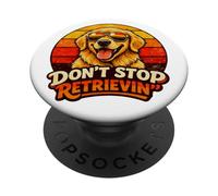 Non smettere di recuperare un cane Golden Retriever retrò PopSockets PopGrip Adesivo