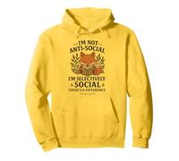 Non Sono antisociale Selettivamente Social Fox Book Reading Felpa con Cappuccio