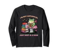Non Sono antisociale Solo nel Profondo di Una Rana del Libro Maglia a Manica