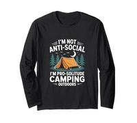 Non sono antisociale Sono Pro-Solitude Camping All'aperto Maglia a Manica