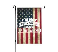 Non sono antisociale, sono solo socialmente selettivo, 12x18 pollici, bandiera da giardino verticale bifacciale, decorazione da parete per cortile, striscione di benvenuto, nero