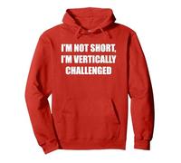 Non Sono Corto, Sono sfidato verticalmente Felpa con Cappuccio, Unisex per Adulti, Rosso, XL