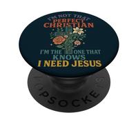 Non sono così perfetto cristiano Ho bisogno di Gesù Fede Donne PopSockets PopGrip Adesivo