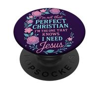 Non sono così perfetto cristiano Ho bisogno di Gesù Fede Donne PopSockets PopGrip Adesivo