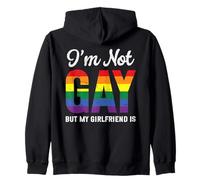 Non sono gay ma la mia ragazza è divertente matrimonio arcobaleno LGBT Felpa con Cappuccio