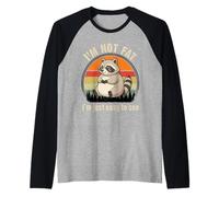 Non Sono Grasso Solo Visibile Procione Retro Maglia con Maniche Raglan