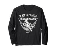 Non Sono Lollygaggin' Sono Dilly Dallyin' Funny Lazy Cat Maglia a Manica