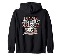 Non Sono mai Solo con Il Mio Compagno Amante dei Cani Maltese Felpa con Cappuccio