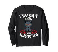 Non Sono Nato Sono Stato evocato Black Cat Pentagram Goth Maglia a Manica
