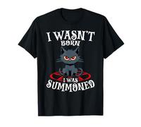 Non Sono Nato Sono Stato evocato Black Cat Pentagram Goth Maglietta