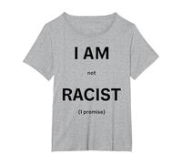 Non Sono razzista, Lo prometto Maglietta, Donna Plus-Size, Grigio Melange, 6X