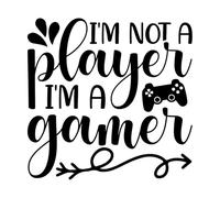 non sono un giocatore, sono un videogiocatore, citazioni sui videogiocatori e Adesivi murali in vinile 54.6x55.8cm Adesivi per vetrine Nero