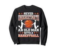 Non Sottovalutare mai Un Vecchio con Un Divertente Bball da Basket Felpa